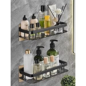 Punch-Free Storage Corner Rack Shelf Towel Hanger Hook 1pc