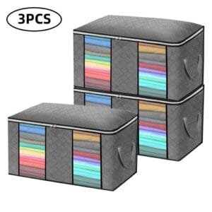 3PCS 60*43*35CM 90L Foldable Clothes Storage Bag Organizer