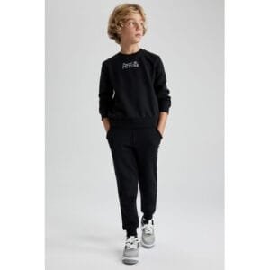 Defacto 2 Piece Boy Casual Regular Fit Long Sleeve Knitted Set - Black