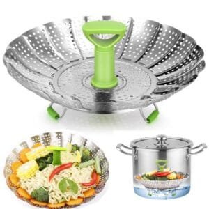 Mythco Folding Vegetable Steamer Basket For Veggie Fish Cooking