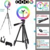 Adjustable Tripod Selfie Stand W/ RGB Ring Light (15 Colors)