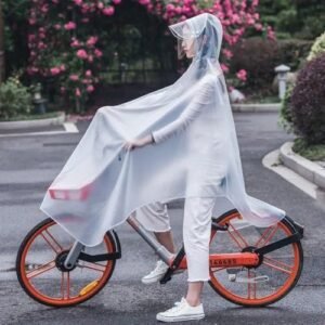 Windproof Electric Bike Motorcycle Raincoat For Women Men Hooded Single Double Brim Covering Face Riding Poncho