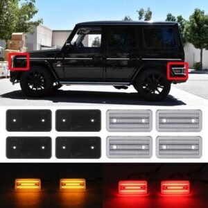 4PCS Front  Rear LED Side Marker Lights For Mercedes W460 W463 G Wagon Class Clear