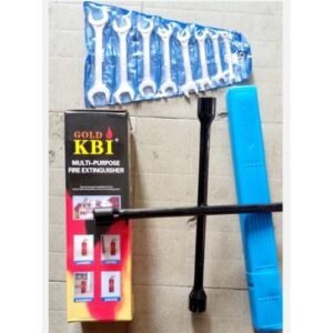 Automobile Car Safety Fire Extinguisher + Wheel Spanner + 8 Pcs Flat Spanner + C-Caution Sign