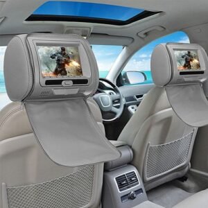 7 Inch Digital LCD Universal Car DVD+AV Headrest Monitor Player With Remote Control And Game Pad-Grey