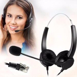 Hands-free Call Center Noise Cancelling Corded Binaural Headset Headphone Mic