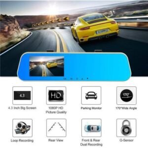 4.3 Inch Car Rearview Mirror 1080P Dvr Full HD 1080p Car Driving Video Recorder Dual Lens Dash Cam