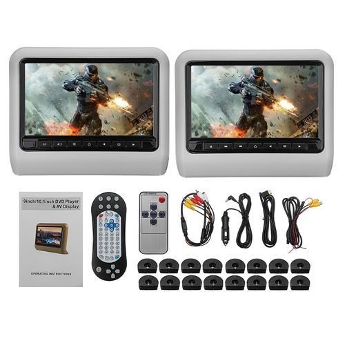 9 Inch Digital LCD Universal Car DVD+AV Headrest Monitor Player Remote Control