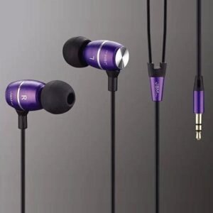 JBMMJ-MJ100 MP3 Metal In-ear Deep Bass Headphone Headset Earphone Violet