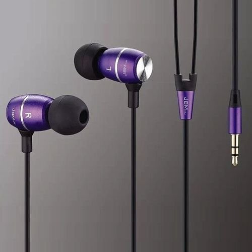 JBMMJ-MJ100 MP3 Metal In-ear Deep Bass Headphone Headset Earphone Violet