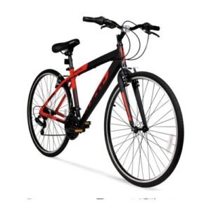 Hyper Bicycles 700c Men's SpinFit Hybrid Bike, Black And Red