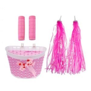 1 Set Bike Front Handlebar Basket + Retro Tassels Streamers For Kids Boys Girls Bicycles Tricycles Scooters Bike Handlebar Cover