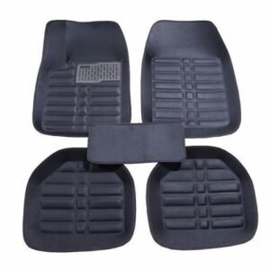 5 Pcs Universal Car Leather FootMat For All Saloon/5 Seater SUV Black