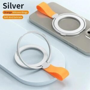 Magnetic Kutumyqc Cell Phone Ring Holder Compatible With 12 13 14 15 Series Magsafe Removable Cell Phone Grip Kickstand-orange silver 1pc
