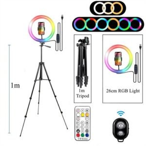 26cm RGB Ring Light Tripod For Photography, Video,And Makeup