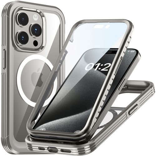 IPhone 15 Pro Max Case, Compatible With Magsafe Built-in Screen Protector 360 Full Body Protective Clear Back Cover For IPhone 15 Pro Max