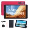 C Idea 8 Inch Android 12 Sim Tablet 256GB ROM+256GB Expandable 800*1280 IPS Screen With Protect Case, Keyboard CM835(Red)