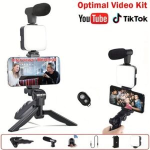 Phone Holder Photography Lighting Smartphone Video Kit Microphone LED Selfie Tripod Recording Handle Portable Stabilizer Bracket
