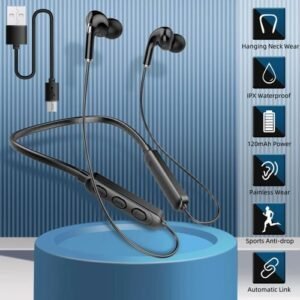 Sport Wireless Bluetooth Earphone Stereo Neck Hanging-Black