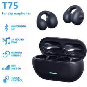 VIC Bluetooth 5.3 Bone Conduction Headphones Clip Ear Noise Canceling Headset Call Sports