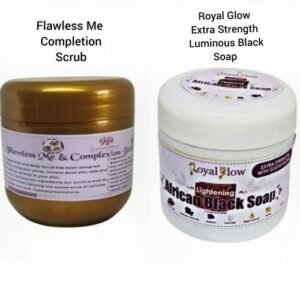 Royal Glow African Black Soap Paste+ Scrub 2 IN 1 COMBO LUMINOUS Black Soap & Flawless Me  Scrub