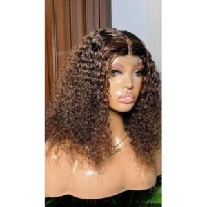 Piano Curly Genuine Hair Wig With 4x4 T Lace Closure.
