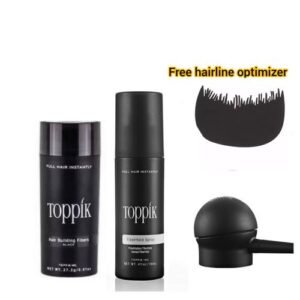 Toppik Black Hair Building Fibers + Holding Spray + Applicator & Free Hair Line Optimizer