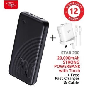 itel 20000mAh Fast,Charging,Bright Torch PowerBank + Free Charger