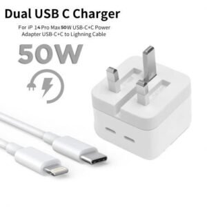 50W Dual Type C Lighting Fast Charger For Iphone 14 Pro Max/14 Plus/14/13 Pro Max/13 Pro/13/13 Mini/12 Pro Max/12 Pro/12/12 Mini/11 Pro Max/11 Pro/11/Xs Max/XR/XS And Ipads