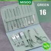 16PCS Stainless Steel Nail Care Tool Set - Green