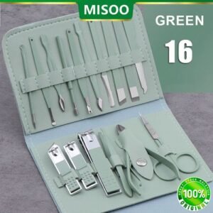 16PCS Stainless Steel Nail Care Tool Set - Green
