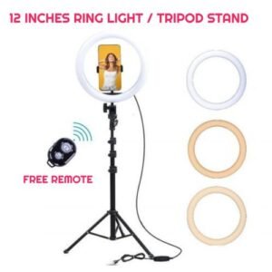 12"inches  Selfie Ring Light With Tripod Stand & Cell Phone Holder For Live Stream/Makeup, Led Camera Ringlight For YouTube Video/Photography Compatible With IPhone Android Phones (Upgraded)