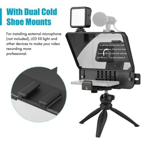 Andoer Portable Camera Teleprompter Smartphone DSLR Prompter Kit