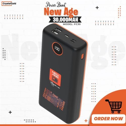 New Age 30000mAh POWER BANK FAST CHARGE TYPE C INPUT & OUTPUT