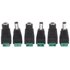 6 Pcs 5.5X2.1Mm Female + Male CCTV DC Power Connector Adapter Repar Part