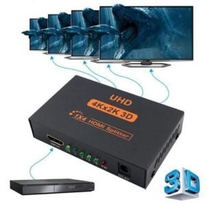 Ultra HD 4K 4 Port HDMI Splitter 1x4 Repeater Amplifier 1080P 3D Hub 1 In 4 Out