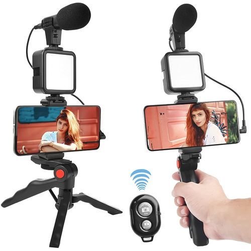 Abeststudio Video Making Kit LED Video Light Tripod Phone Holder + Microphone For YouTube/Tiktok/Facebook/Camera
