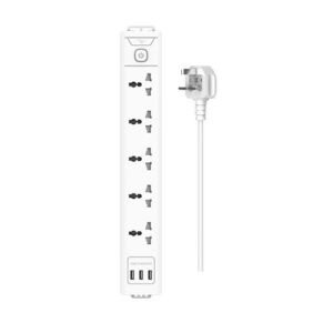 itel 5 Sockets Extension Box With 3 USB Ports - ISU-1521WU