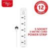 itel ISU-1531WL 5 Sockets 3Metre Cord Power Strip Extension Box