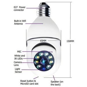 1080P Wireless 360 Rotatable Light Bulb Wifi PTZ IP Cam