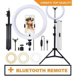 Bright 10 Inch Selfie LED Ring Light With Tripod Stand + BT
