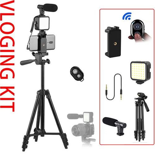 VIC Phone Vlog Video Fill Light Kit With Adjustable Tripod Mic