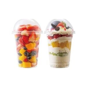 Botogift 12 Oz Clear Plastic Cups With Lids, Parfait Dome