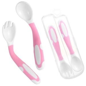 Baby Spoon And Fork Set Travel Case Bendable & Non-Slip