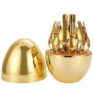 24 Pcs Gold Plated Stainless Steel Cutlery Set -with RACK