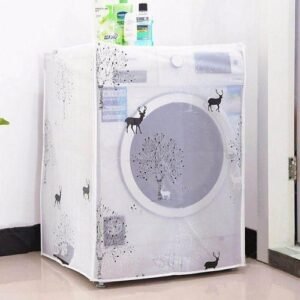 Waterproof Washing Machine Zippered Top Dust Cover Protection Top Front Cover Deer White