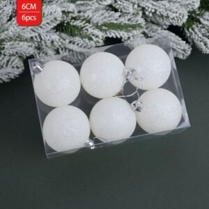 6pcs Glitter White Balls Tree Ornament Pendants For Home Xmas Hanging Decoartion New Year Navidad S