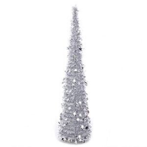 5ft Pencil Tree With Stable Base Glitter Snowflake Foldable Realistic Holiday Xmas Tree Decoration Festival