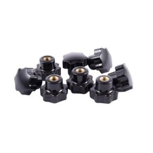 915 Generation M6 x 25mm Female Thread Plastic Star Head Clamping Knob Jig Black 8pcs