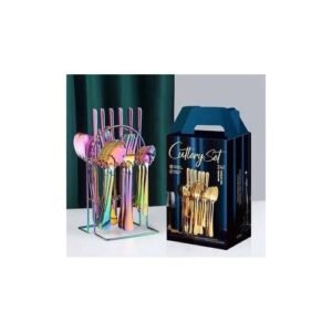 24 Pieces Cutlery Set - Spoon/ Fork/Knife Set With Holder